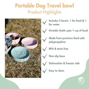 Barkin' Trails Travel Dog Bowls - Portable, BPA-Free Set for Outdoor Adventures, Food Grade Plastic, Camping Essentials