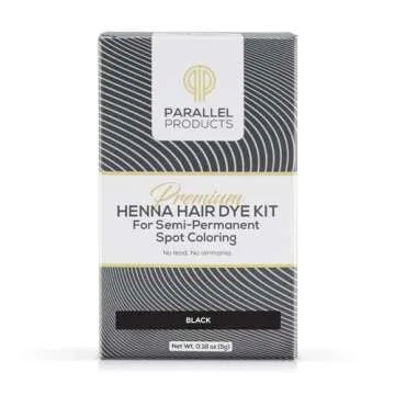 Parallel Products Spot Color Henna Kit - Henna Hair Dye - 5 grams - Tint for Professional Spot Coloring - With Nourishing Oil, Mixing Dish and Application Brush - Root Touch Up (Black)