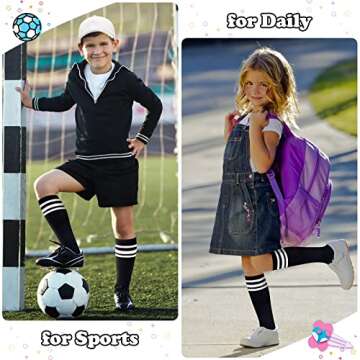 Sarfel Boys & Girls Unisex Kids Knee-High Striped Tube Socks, 4 Count, Black & White, S & M, 3-6 Yea...