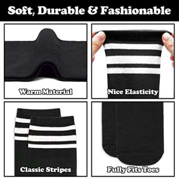 Comfortable Knee-High Kids Soccer Socks - 4 Pack