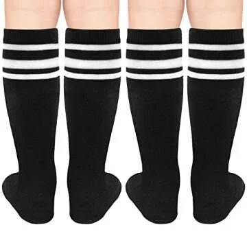 Comfortable Knee-High Kids Soccer Socks - 4 Pack
