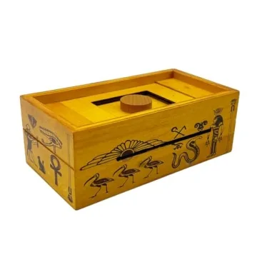 Project Genius Pharaoh's Tomb Classic Wooden Brainteaser Puzzle Box - Secret Compartment for Gifts