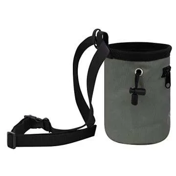 AMC Rock Climbing Panda Compact Chalk Bag with Adjustable Belt, Gray