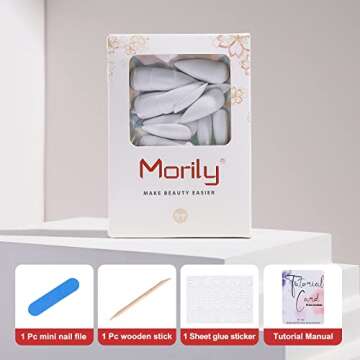 Morily 48Pcs Black & White Press on Nails for Women