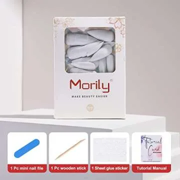 Morily 48Pcs Black & White Press on Nails for Women