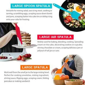 TeamFar Silicone Spatula, 7 PCS Rubber Spatula Kitchen Utensils Set for Baking Cooking Mixing, Healthy & Safe, Heat Resistant & Flexible One-Piece, Dishwasher Safe