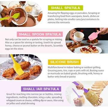 TeamFar Silicone Spatula, 7 PCS Rubber Spatula Kitchen Utensils Set for Baking Cooking Mixing, Healthy & Safe, Heat Resistant & Flexible One-Piece, Dishwasher Safe