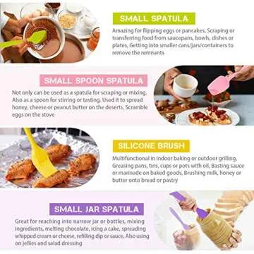 TeamFar Silicone Spatula, 7 PCS Rubber Spatula Kitchen Utensils Set for Baking Cooking Mixing, Healthy & Safe, Heat Resistant & Flexible One-Piece, Dishwasher Safe