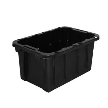 HDX 27 gal. Strong Box Plastic Storage Tote in Black and Yellow