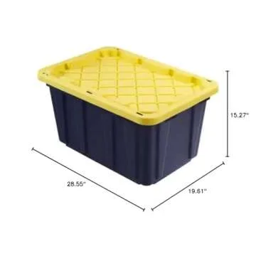 HDX 27 gal. Strong Box Plastic Storage Tote in Black and Yellow