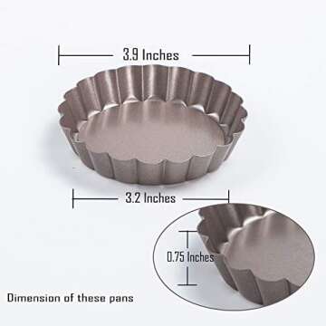 Webake 4 Inch Mini Tart Pan Set of 6, Non-Stick Small Tart Mold Quiche Pans with Removable Bottom Mini Tart Tins