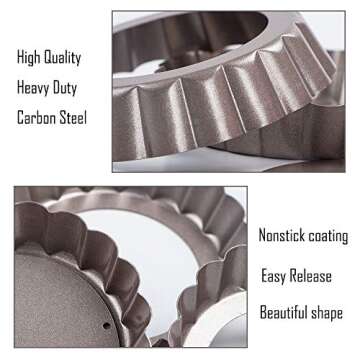 Webake 4 Inch Mini Tart Pan Set of 6, Non-Stick Small Tart Mold Quiche Pans with Removable Bottom Mini Tart Tins