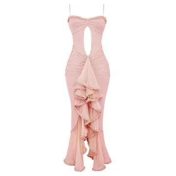 houstil Women's Casual Ruffle Beach Party Maxi Dress - Elegant & Comfortable