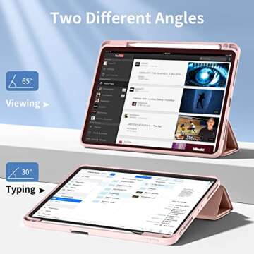 Wenlaty Compatible with iPad Pro 11 Inch Case 4th/3rd/2nd Generation with Pencil Holder, for iPad 11 Pro Case 2022/2021/2020, Slim Protective Cover with Soft TPU Back, Auto Wake/Sleep, Rose Pink