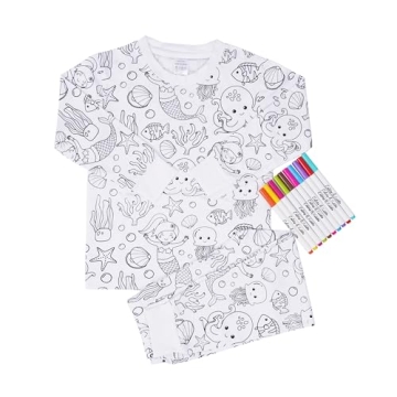 Color Your Own Toddler Pajamas – Mermaid Pajamas with Fabric Markers – DIY Kit for Creative Slee...