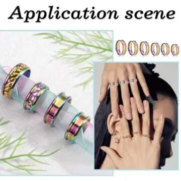 SUNNYCLUE 1 Box 18Pcs Ring Cores Inlay Ring Blanks Stainless Steel Ring Blanks Rainbow Color Grooved Finger Rings US Size 7/8/9/10/11/12 Round Empty Ring Blanks for Jewelry Making Kits Men Women