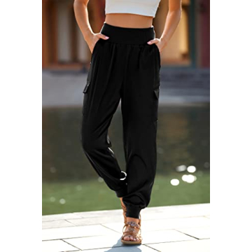 Stylish PRETTYGARDEN Women's Satin Jogger Pants with Pockets