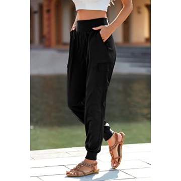 Stylish PRETTYGARDEN Women's Satin Jogger Pants with Pockets