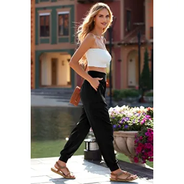 Stylish PRETTYGARDEN Women's Satin Jogger Pants with Pockets