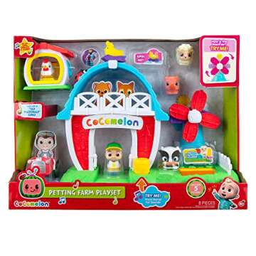 CoComelon Petting Farm Playset - Features a Farmer Figure JJ, Barn Animals, Barn Facade with Windmil...