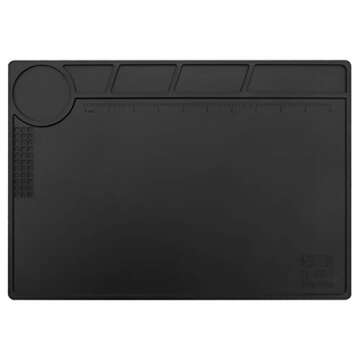 HTM-201 Black Silicone Repair Mat - Heat Resistant for Electronics and Soldering