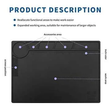 HTM-201 Black Silicone Soldering Mat for Electronics Repair