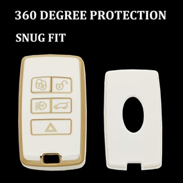 Luxury White TPU Key Fob Cover Land Rover Jaguar Gold Rim