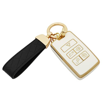 Luxury White TPU Key Fob Cover Land Rover Jaguar Gold Rim