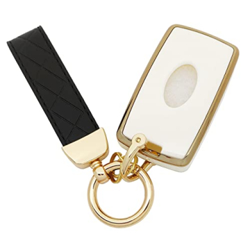 Luxury White TPU Key Fob Cover Land Rover Jaguar Gold Rim