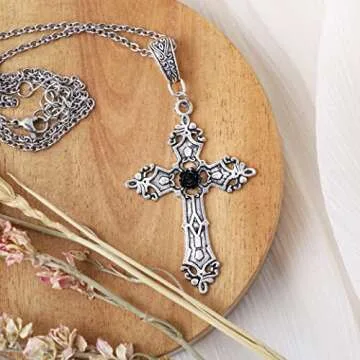 Sacina Gothic Cross Pendant Necklace, Gothic Emo Punk Grunge Y2k Cross Necklace, Goth Jewelry, Christmas Jewelry Gift for Women