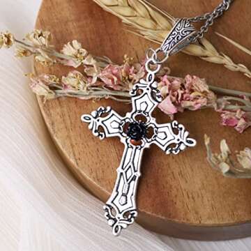 Sacina Gothic Cross Pendant Necklace, Gothic Emo Punk Grunge Y2k Cross Necklace, Goth Jewelry, Christmas Jewelry Gift for Women