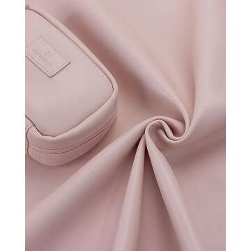 Pocmimut PU Leather Makeup Bag Small Travel Makeup Bag,Open Flat Small Makeup Bag for Purse,Purse Pouch,Small Makeup Pouch for Women(Pink)