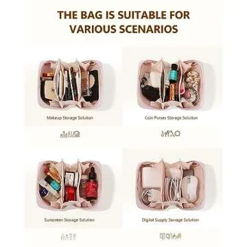 Pocmimut PU Leather Makeup Bag Small Travel Makeup Bag,Open Flat Small Makeup Bag for Purse,Purse Pouch,Small Makeup Pouch for Women(Pink)