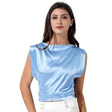 YiZYiF Women Satin Tank Tops Sleeveless Silk Like Top Ladies Tie Back Vest Tops