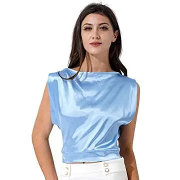 YiZYiF Women Satin Tank Tops Sleeveless Silk Like Top Ladies Tie Back Vest Tops
