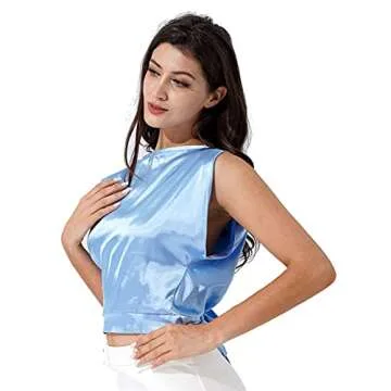 YiZYiF Women Satin Tank Tops Sleeveless Silk Like Top Ladies Tie Back Vest Tops