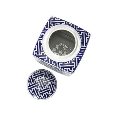 Creative Co-Op Decorative Stoneware Ginger Jar, Blue and White