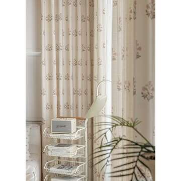 DrapePalette Linen Blend Pinch Pleat Curtains for Living Room, Dining Room, Bedroom (Set of 2) (Beige White, 2*(30" Wx96 L))