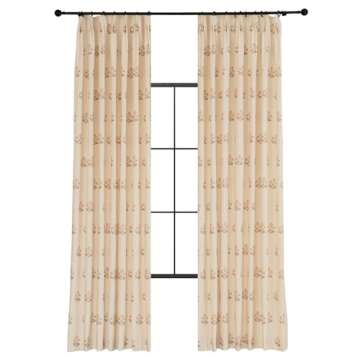 DrapePalette Linen Blend Pinch Pleat Curtains for Living Room, Dining Room, Bedroom (Set of 2) (Beige White, 2*(30" Wx96 L))