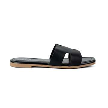 Putu Women's Flat Sandals Summer Sandals Cute Slide Sandals Black 7