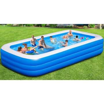 Large Inflatable Pool for Adults - 150" X 74" X 22" Oversized Blow Up Swimming Pool with Pump, Thick...