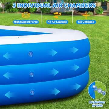 Large Inflatable Pool for Adults 150" X 74" with Pump