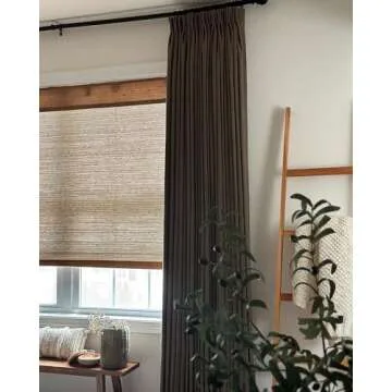 TWOPAGES Natural No Drill Roman Shade Cordless Jute Roman Shade Customized Roman Window Shade Sun Light Filtering Window Treatment Privacy Protection Roman Blind for Windows, Bark, 1 Piece