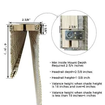 TWOPAGES Natural No Drill Roman Shade Cordless Jute Roman Shade Customized Roman Window Shade Sun Light Filtering Window Treatment Privacy Protection Roman Blind for Windows, Bark, 1 Piece