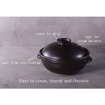 GREATUS Korean Dojagi R Pot/Premium Korean Stone Pot with lid Stone Bowl Ttukbaegi Dolsot (Small)