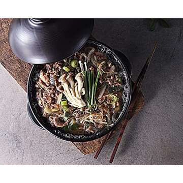 GREATUS Korean Dojagi R Pot/Premium Korean Stone Pot with lid Stone Bowl Ttukbaegi Dolsot (Small)