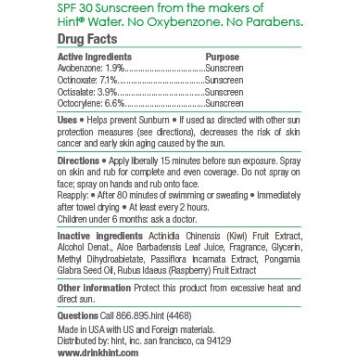 Hint Sunscreen Pineapple, SPF 30, 6 Fl Oz, Oxybenzone Free, Paraben Free, Reef Safe Formula, Compressed Air Spray-on Sunscreen, Water Resistant, Pineapple Scented