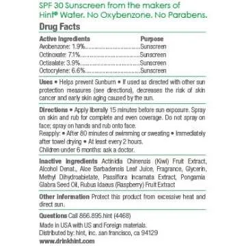 Hint Sunscreen Pineapple, SPF 30, 6 Fl Oz, Oxybenzone Free, Paraben Free, Reef Safe Formula, Compressed Air Spray-on Sunscreen, Water Resistant, Pineapple Scented