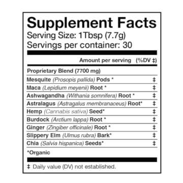 Anima Mundi Apothecary Qi Energy + Protein Superfood Powder - Adaptogenic Adrenal Support Supplement with Ashwagandha and Slippery Elm (8oz / 227g)