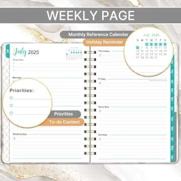 Planner 2025-2026 - 2025-2026 Planner Weekly and Monthly, Jul. 2025 - Jun. 2026, 6.3" x 8.4" Planner 2025-2026, 2025-2026 Calendar Monthly Planner with Coated Tabs, Inner Pocket